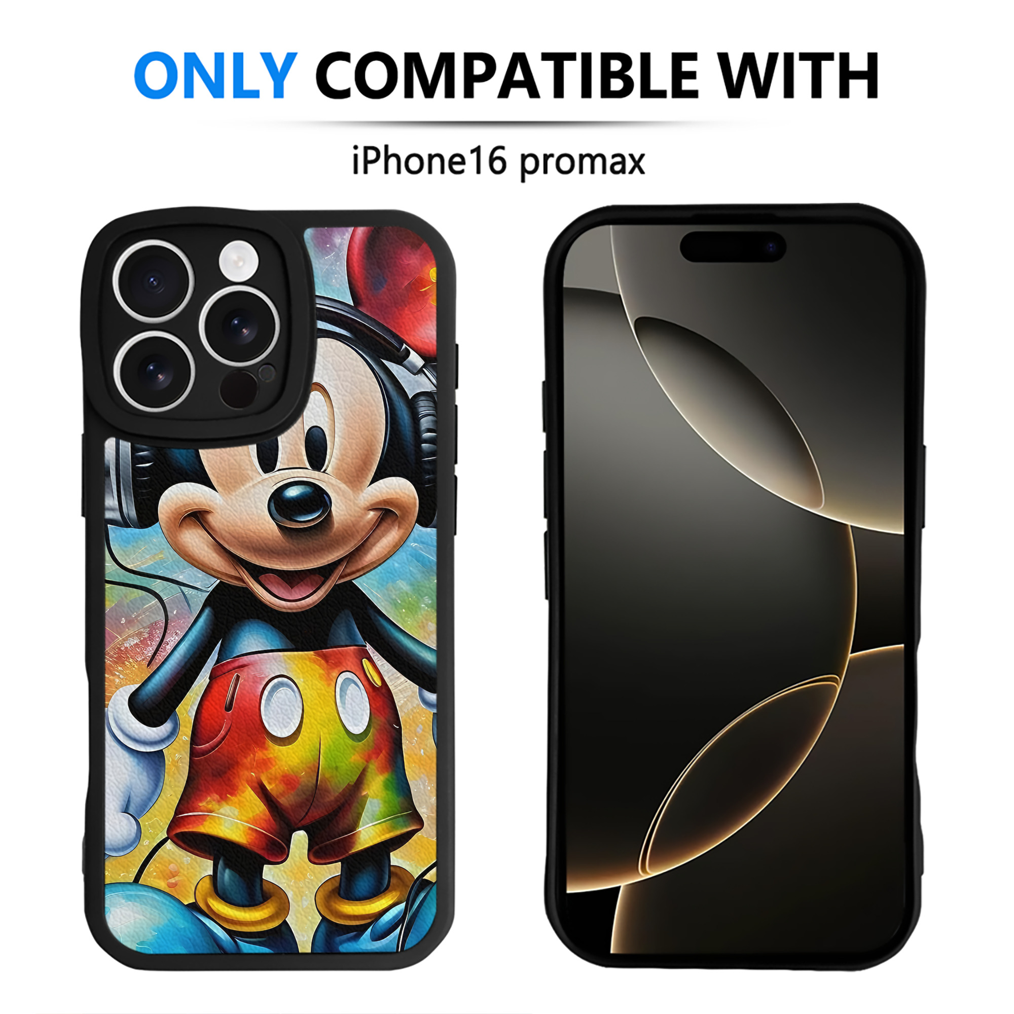 （画像用） ミッキーマウス Mickey Mouse 【iPhone 16シリーズ対応】シリコンスマホケース（レザー調） 材質：シリコン